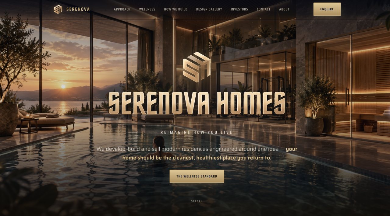 Serenova Homes — wellness-first home developer website